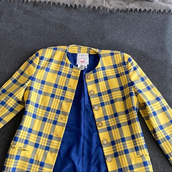 🍁Bright yellow Checkered Wool Jacket - Picture 4 of 13